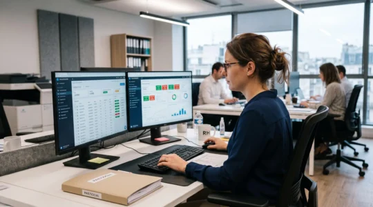 Responsable paie supervisant la production de la DSN dans un logiciel de paie